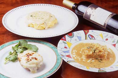 イタリア＆アレンジ料理 人家のポテト料理／肉詰チーズ焼き、サンド焼きカレー風味、オムレット